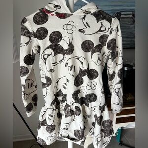 Disney Black and White Mickey Mouse Kids Hoodie with embroidery and peplum style